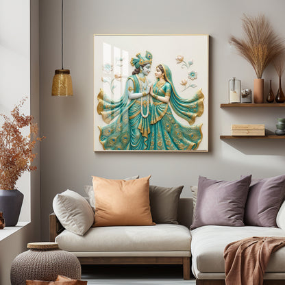 Divine Radha Krishna Premium Acrylic Square Wall Art