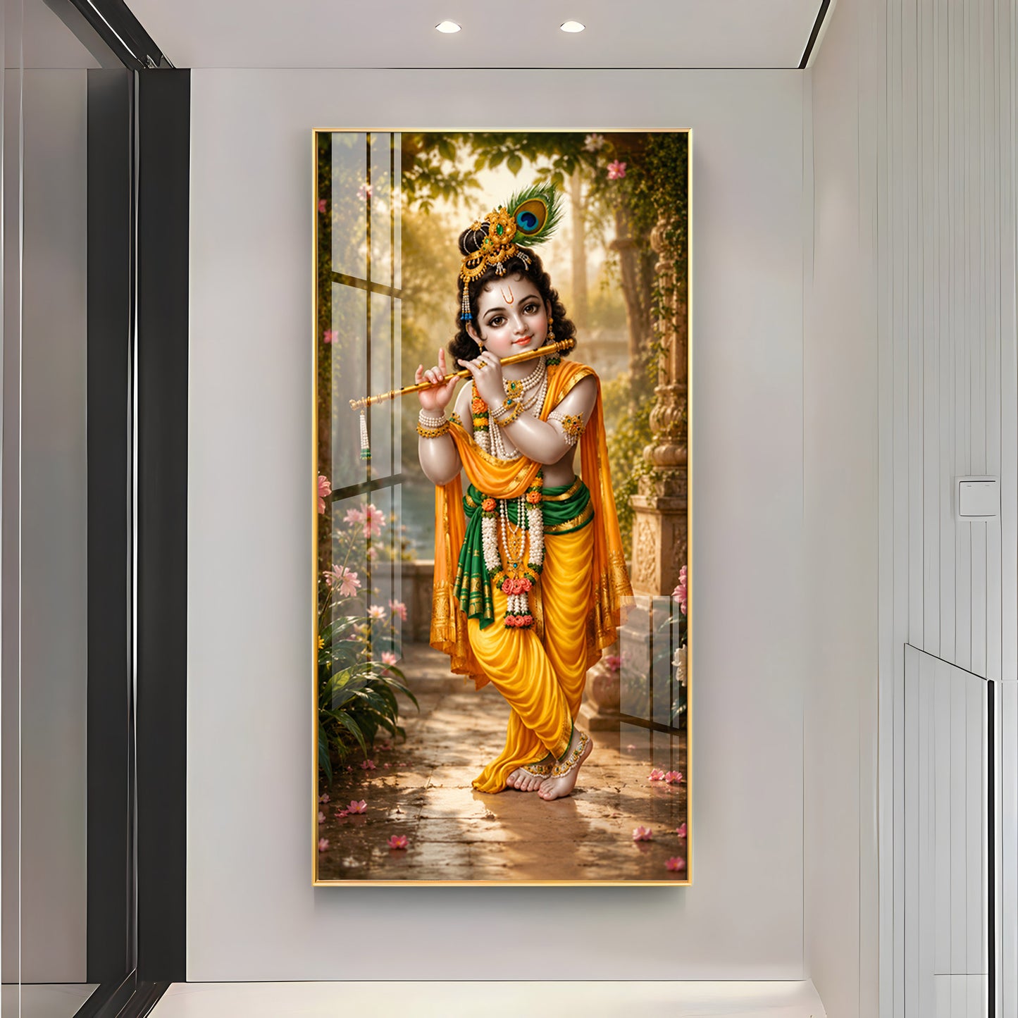 Bal Krishna Playing A Flute Premium Acrylic Vertical Wall Art