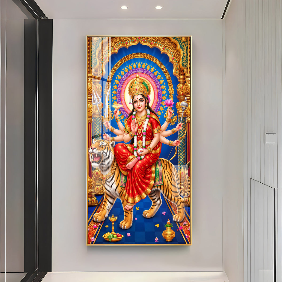 Goddess Durga Divine Premium Acrylic Vertical Wall Art