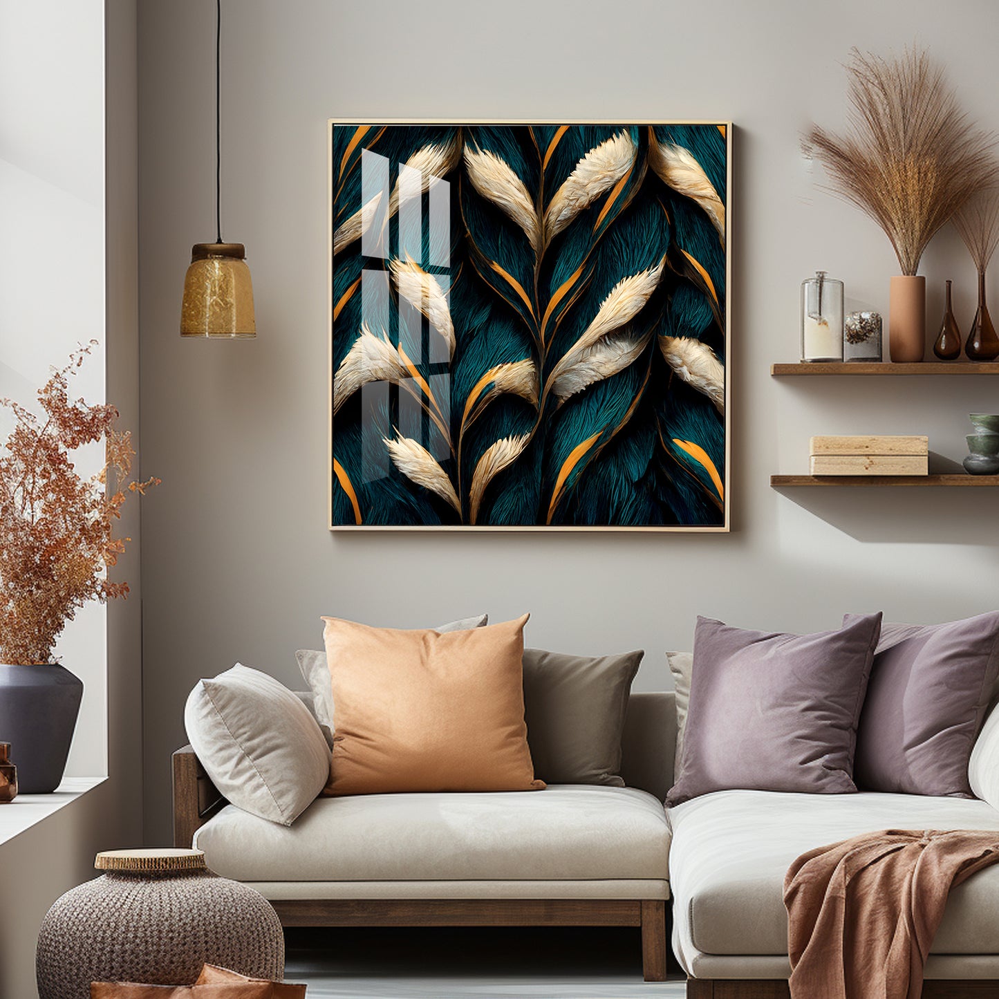 Feathers Premium Acrylic Square Wall Art
