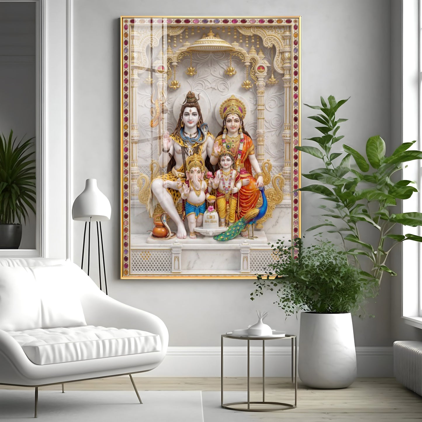 Divine Wisdom Shiv Parivar Premium Acrylic Vertical Wall Art