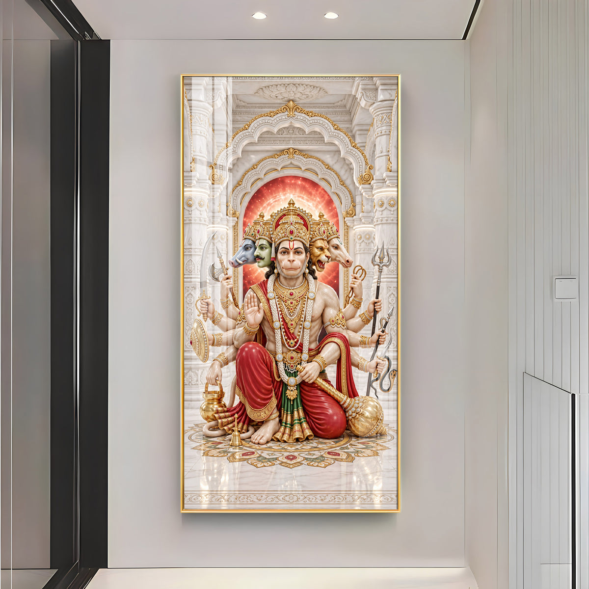 Panchmukhi Hanumanji Premium Acrylic Vertical Wall Art