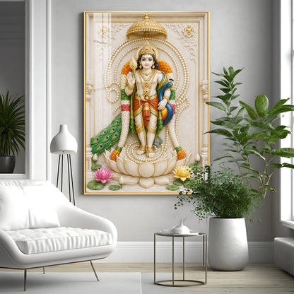 Divine Karthikeya Premium Acrylic Vertical Wall Art
