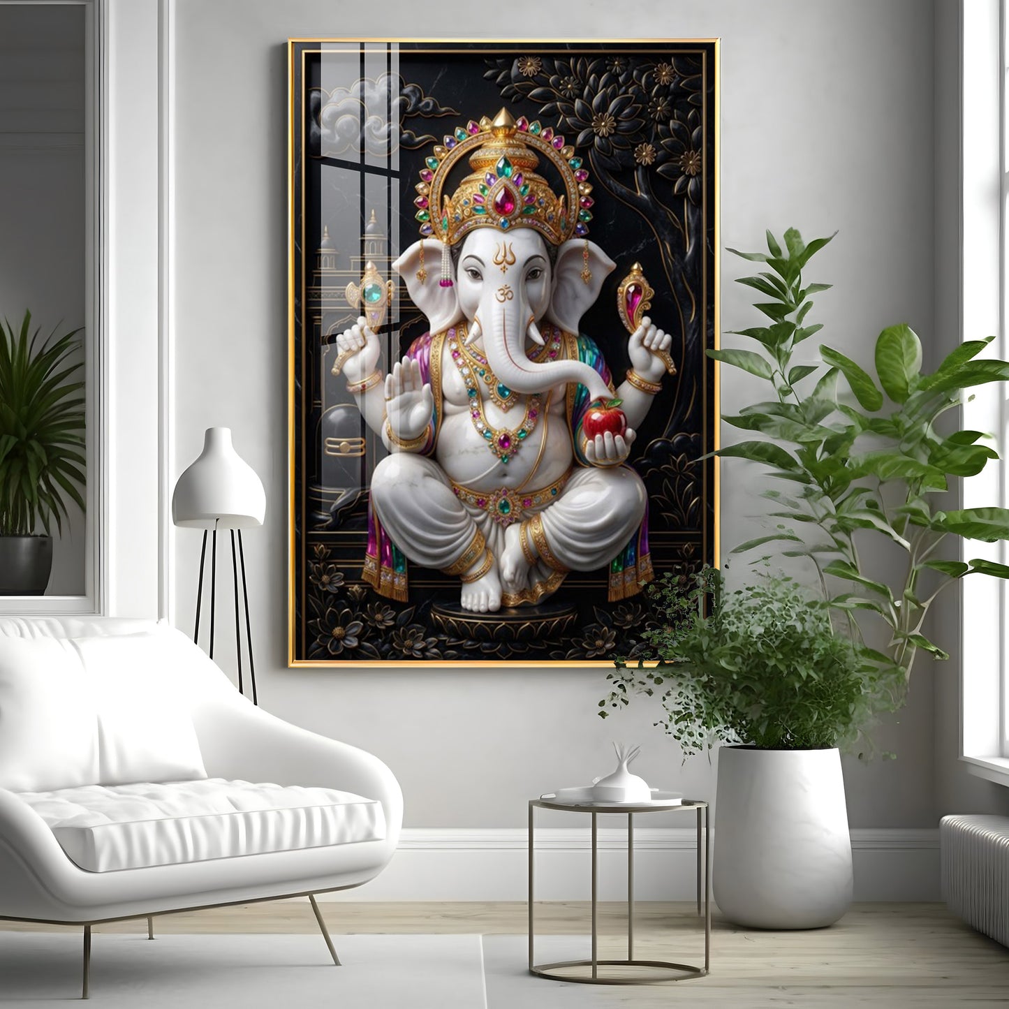Hindu Lord Ganpati Ji Premium Acrylic Vertical Wall Art