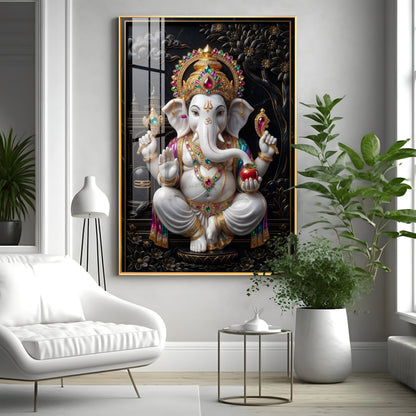 Hindu Lord Ganpati Ji Premium Acrylic Vertical Wall Art