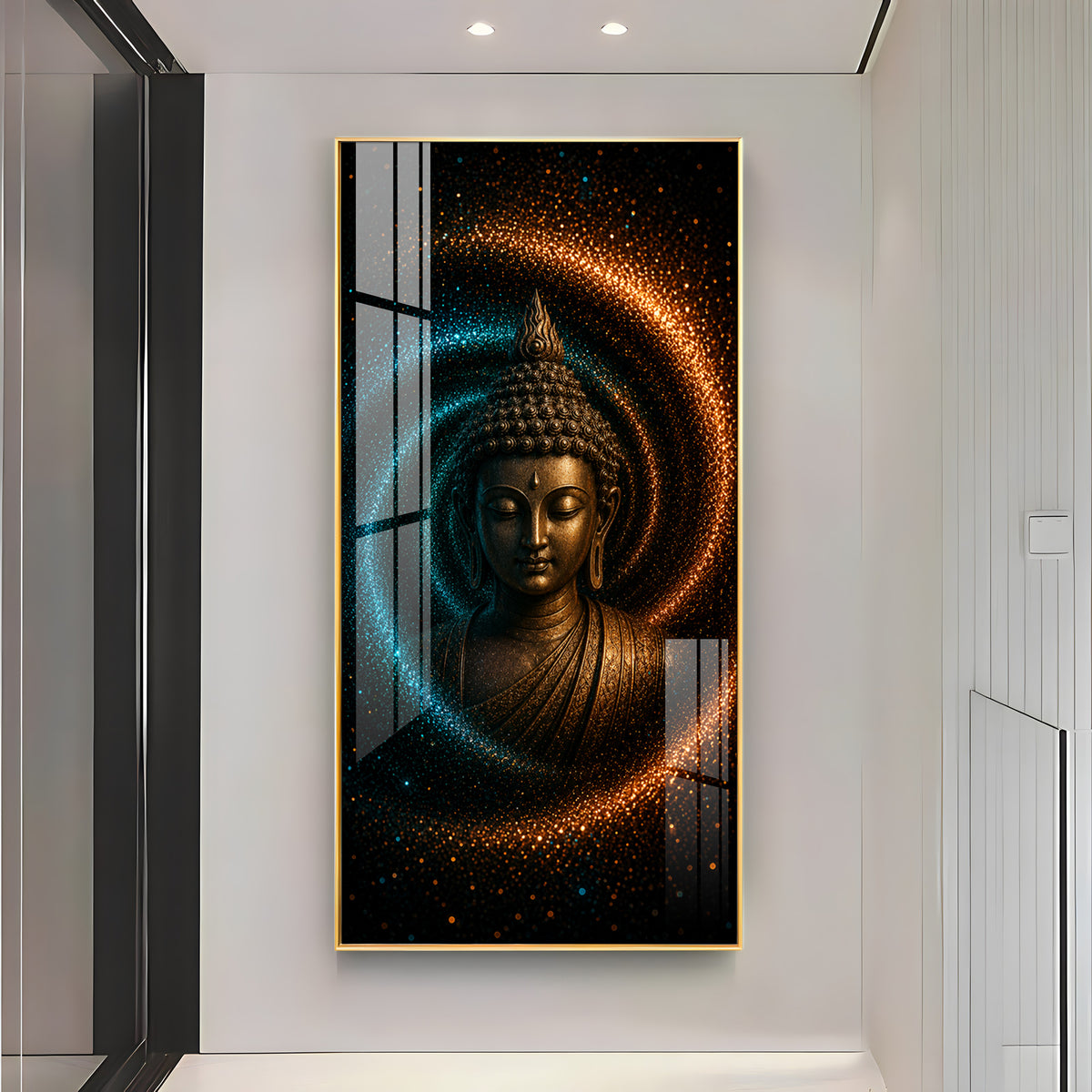 Serene Buddha Cosmic Energy Premium Acrylic Vertical Wall Art