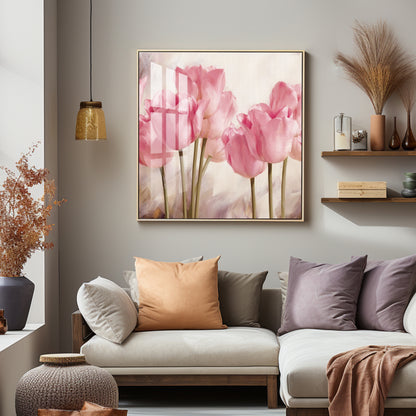 Tulip Flower Premium Acrylic Square Wall Art