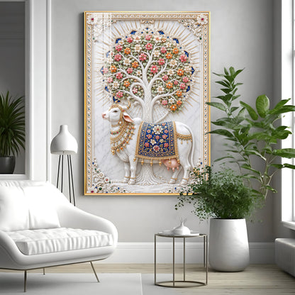 Holy Kamadhenu Premium Acrylic Vertical Wall Art