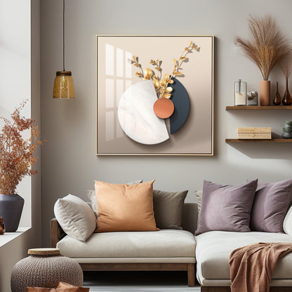 Gold-Toned Decorative Branches Premium Acrylic Square Wall Art