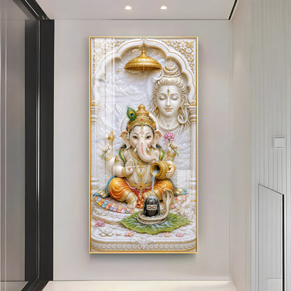Lord Ganesha & Shiva Premium Acrylic Vertical Wall Art