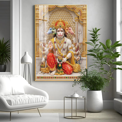 Eternal Blessings Of Bajarang Bali Premium Acrylic Vertical Wall Art