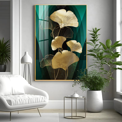 Gold Leaf Serenity Premium Acrylic Vertical Wall Art