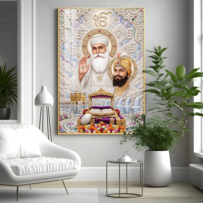 Guru Nanak Dev Ji & Guru Gobind Singh Ji Premium Acrylic Vertical Wall Art