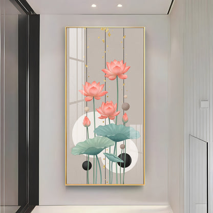 Pink Lotus Abstract Premium Acrylic Vertical Wall Art