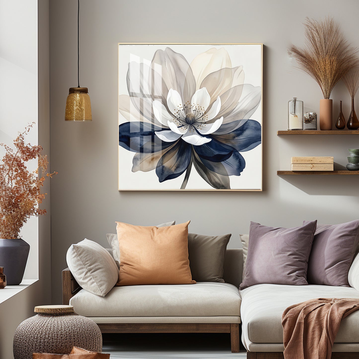 Whispering Petals Flower Premium Acrylic Square Wall Art
