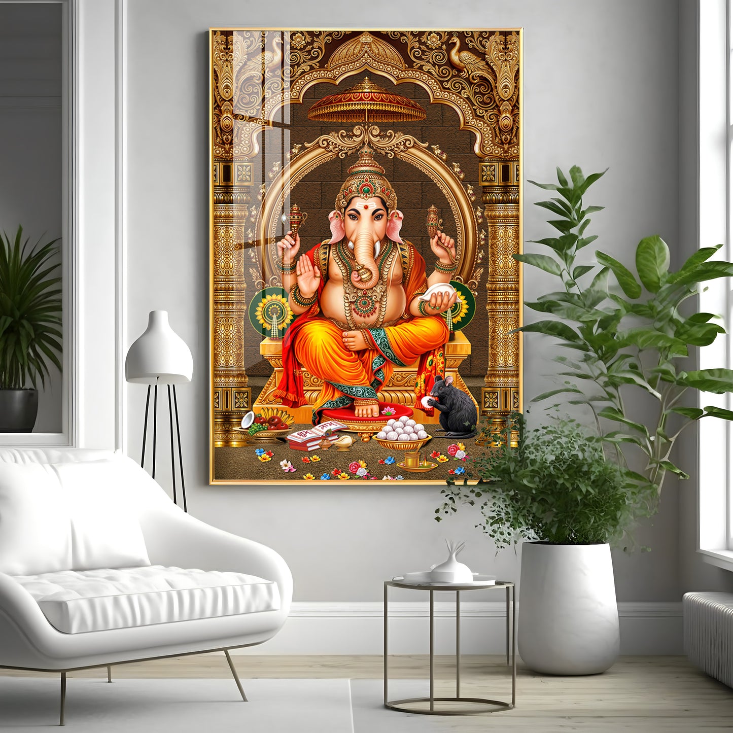 Lord Ganesha Ji Premium Acrylic Vertical Wall Art