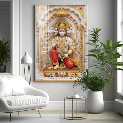 Peaceful Presence Of Hanuman Ji Premium Acrylic Vertical Wall Art