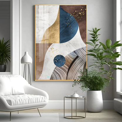Nordic Modern Geometric Gold Premium Acrylic Vertical Wall Art