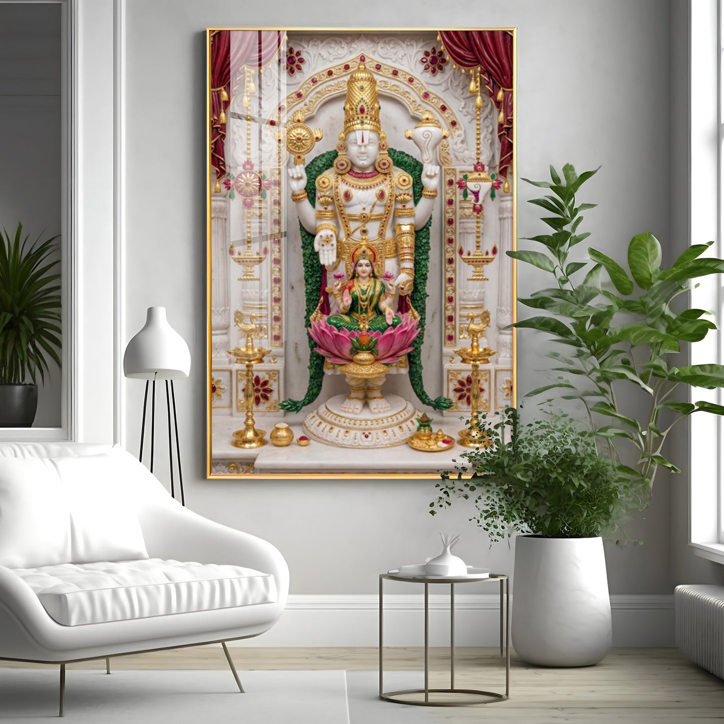 Maa Laxmi Lord Venkateswara Premium Acrylic Vertical Wall Art