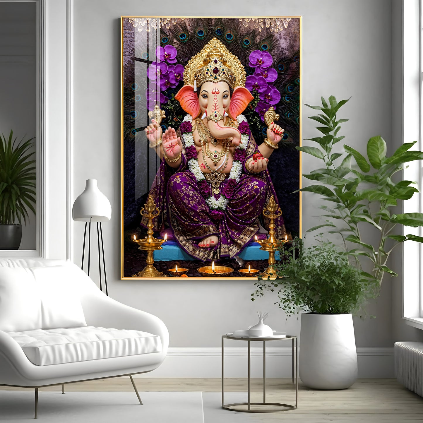 Hindu God Ganpati Bappa Premium Acrylic Vertical Wall Art
