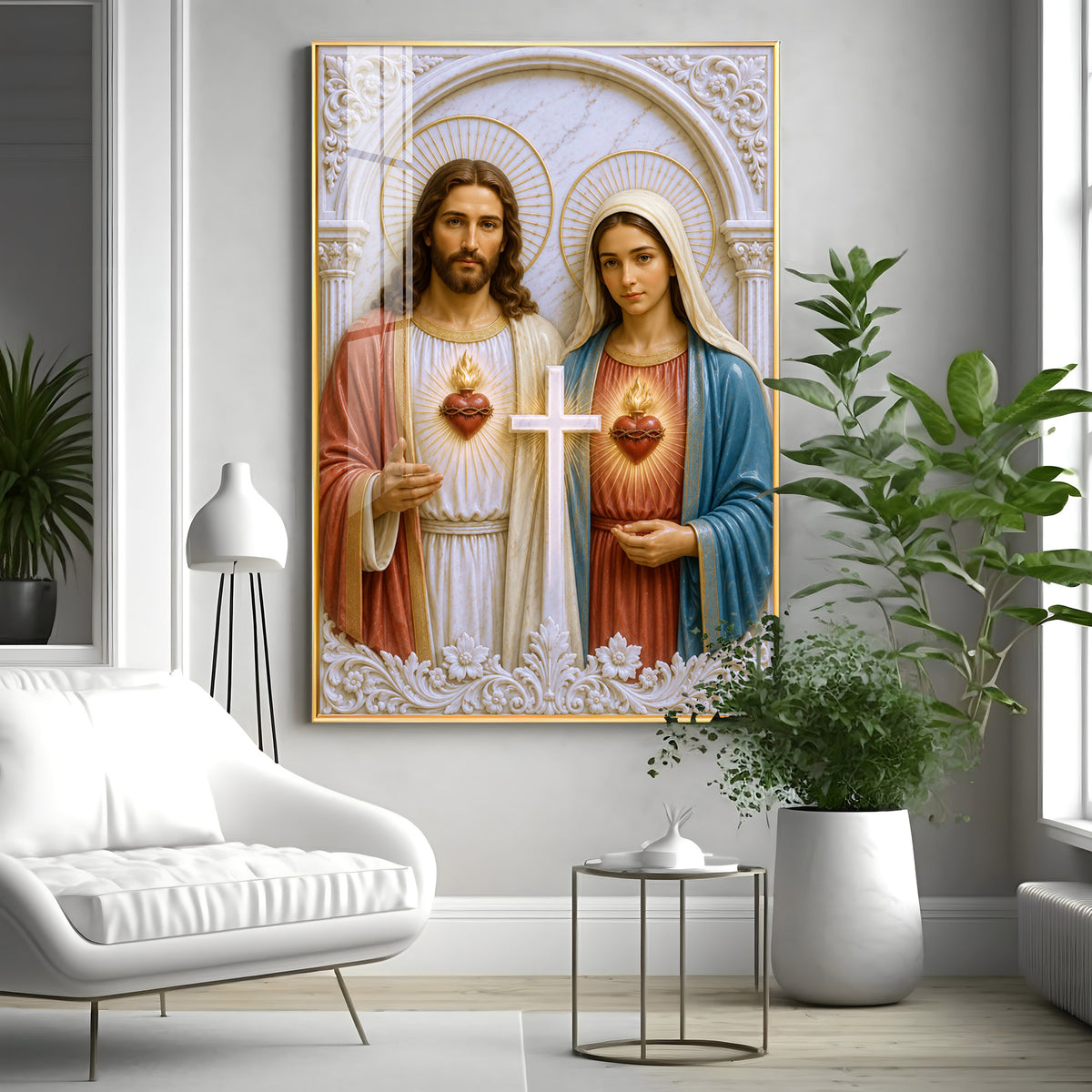 Divine Jesus & Mother Mary Premium Acrylic Vertical Wall Art