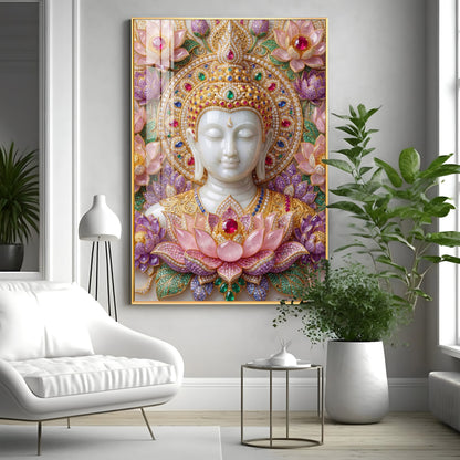 Lord Gautam Buddha Premium Acrylic Vertical Wall Art
