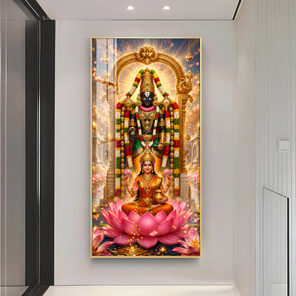 Goddess Lakshmi With Tirupati Balaji Premium Acrylic Vertical Wall Art
