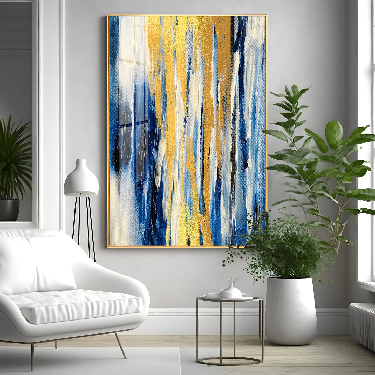 Radiant Blue Fusion Premium Acrylic Vertical Wall Art