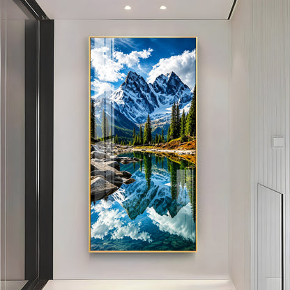 Serene Mountain Lake Premium Acrylic Vertical Wall Art