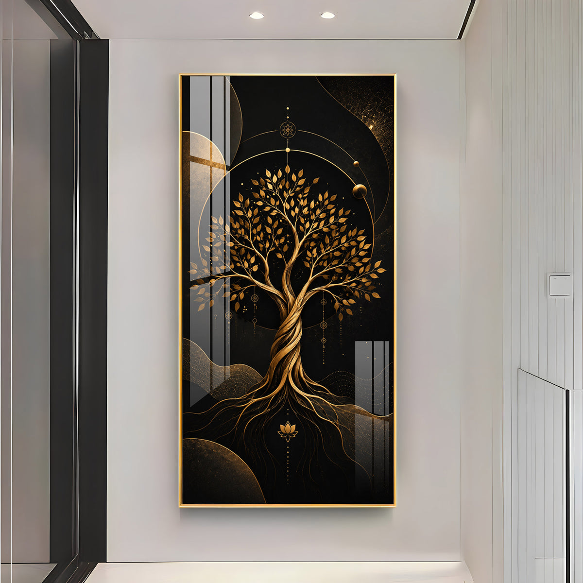 Modern Luxury Gold Tree Premium Acrylic Vertical Wall Art