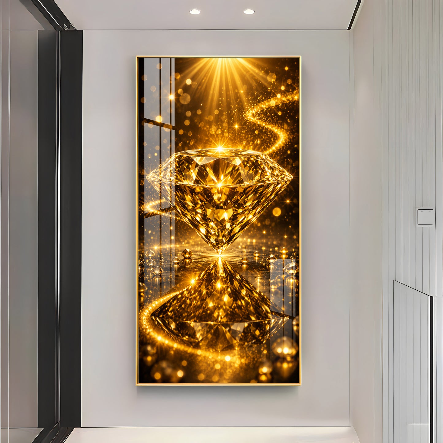 Golden Diamond Premium Acrylic Vertical Wall Art