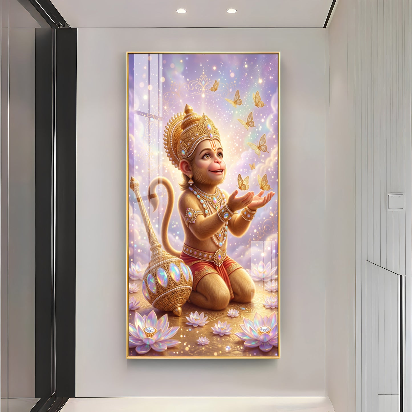 Bal Hanuman Ji Premium Acrylic Vertical Wall Art