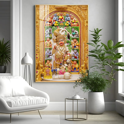 Divine Shri Kashtbhanjande hanuman Ji Premium Acrylic Vertical Wall Art