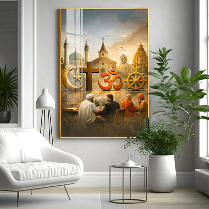 Religion Symbols Premium Acrylic Vertical Wall Art