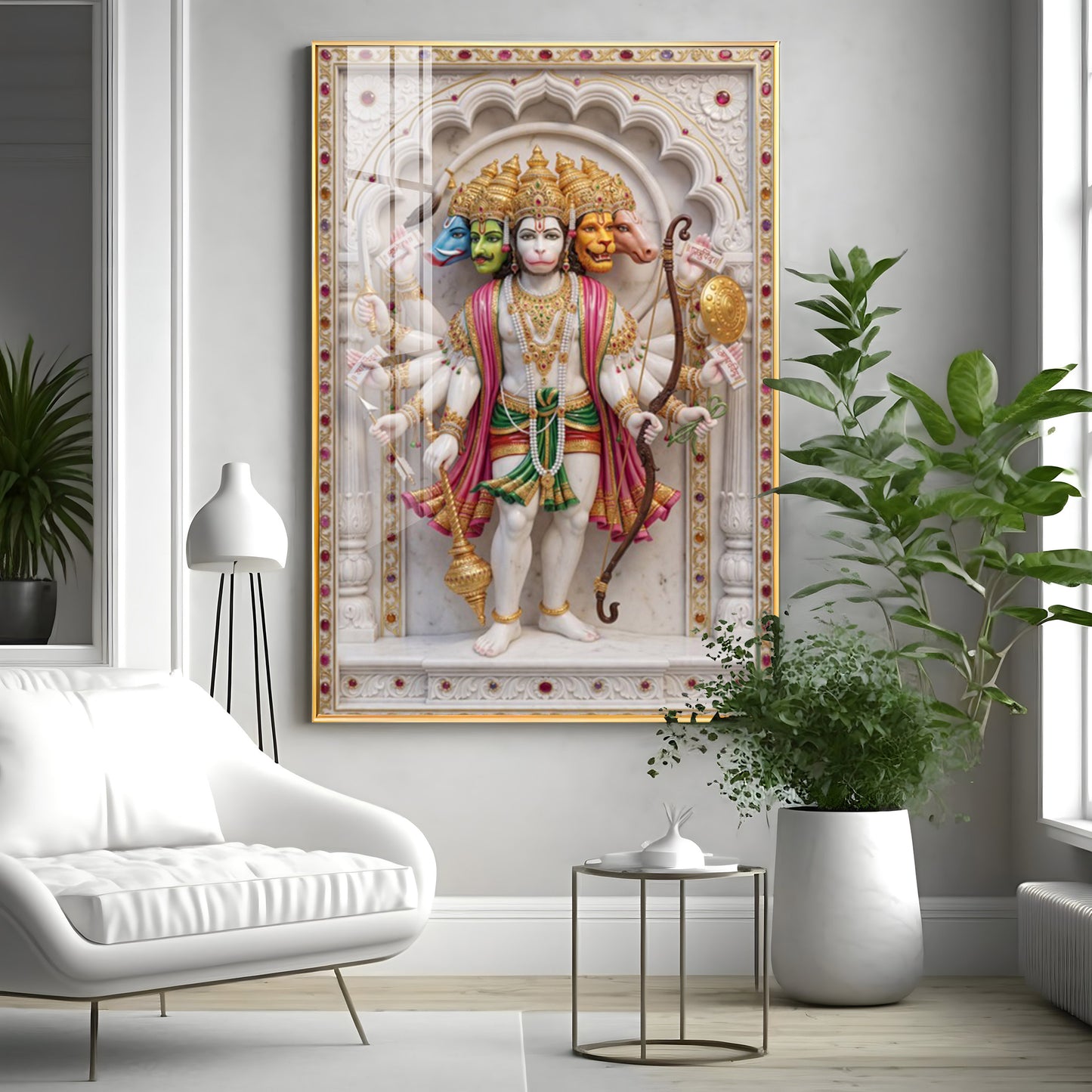 Radiant Hanuman Ji Idol Premium Acrylic Vertical Wall Art