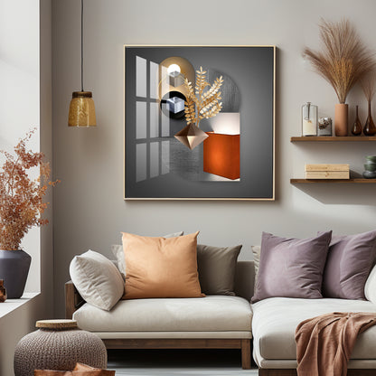 Aesthetic Combining Geometry With Gold Leaf Premium Acrylic Square Wall Art