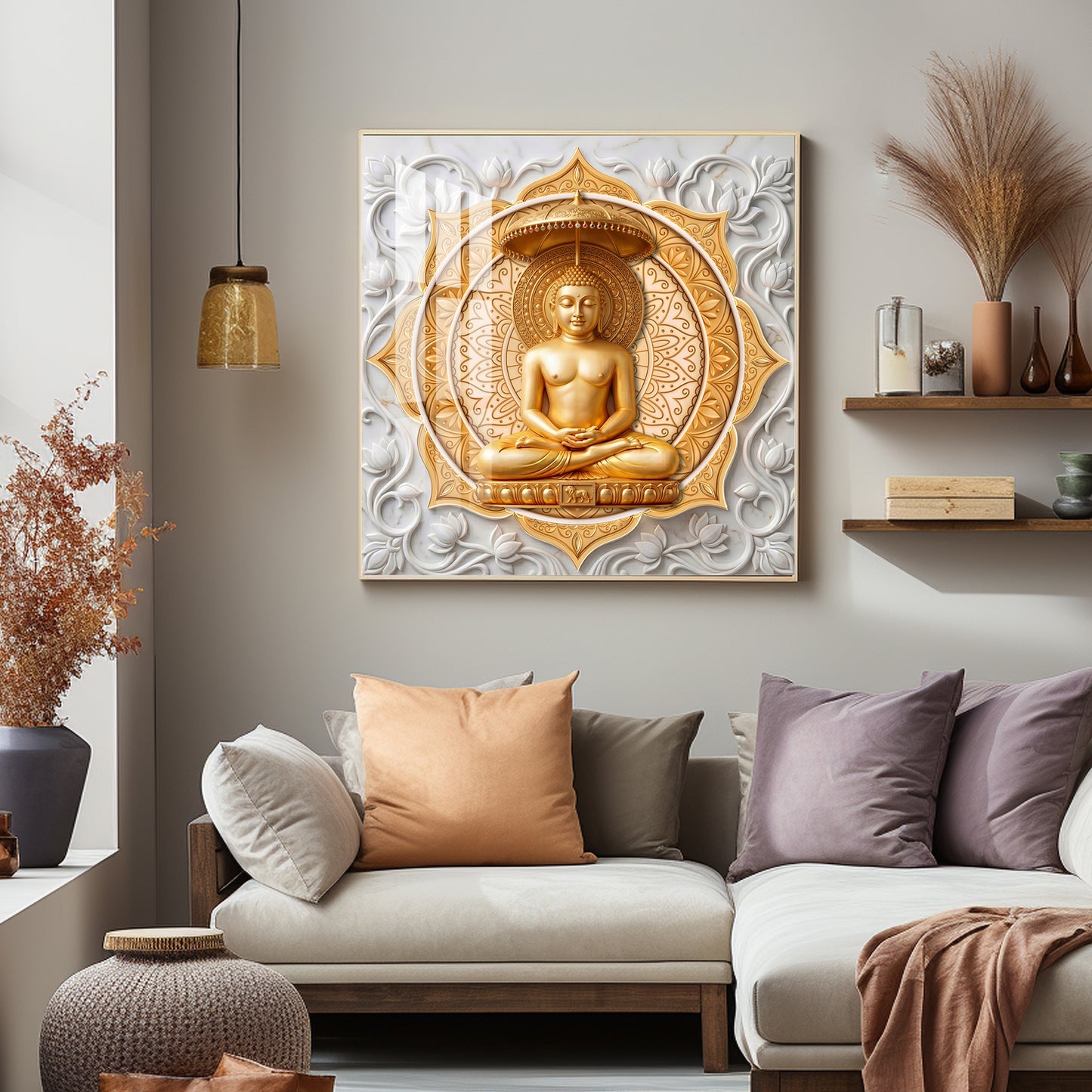 Lord Mahavir In A Meditative Pose Premium Acrylic Square Wall Art