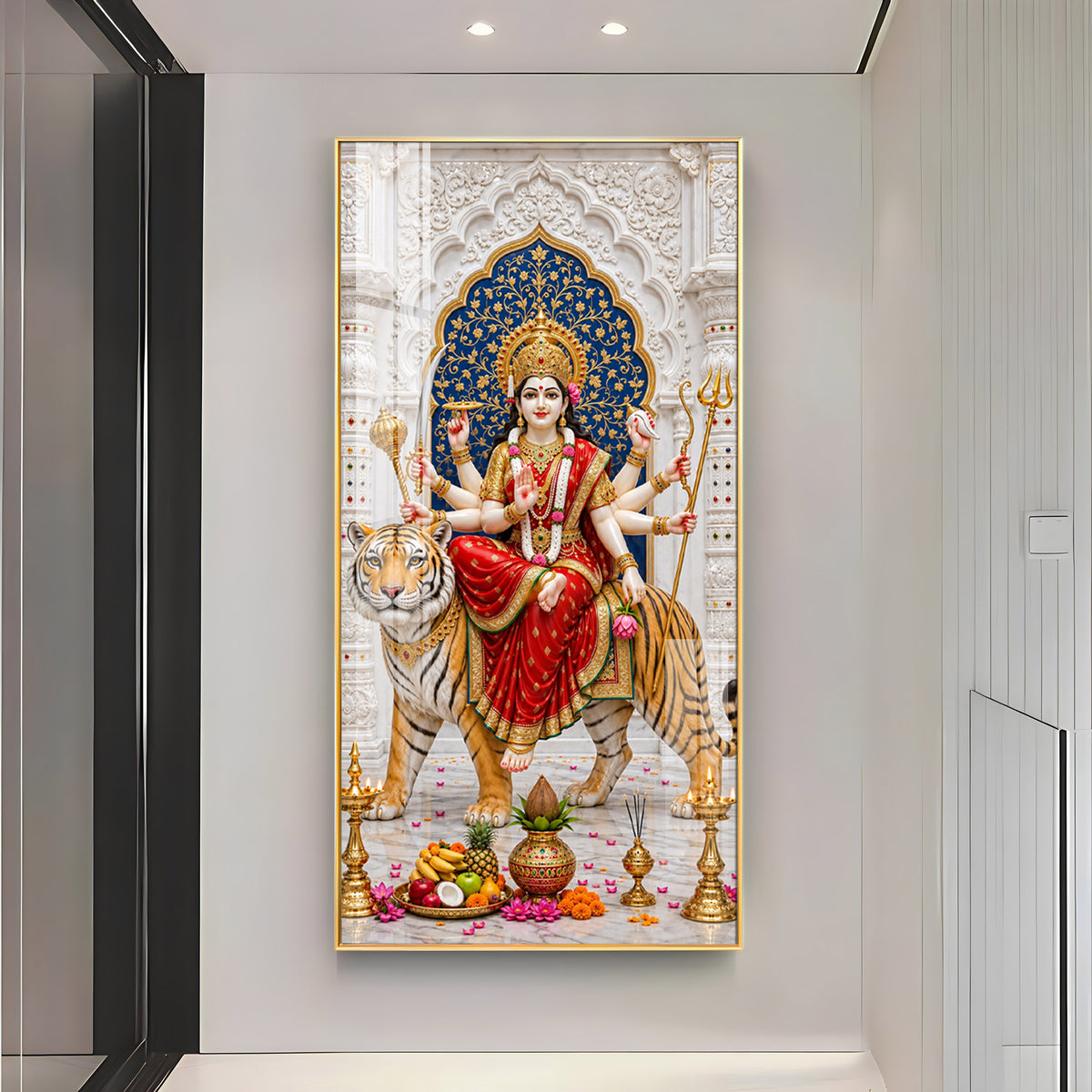 Elegant Durga Mata Premium Acrylic Vertical Wall Art