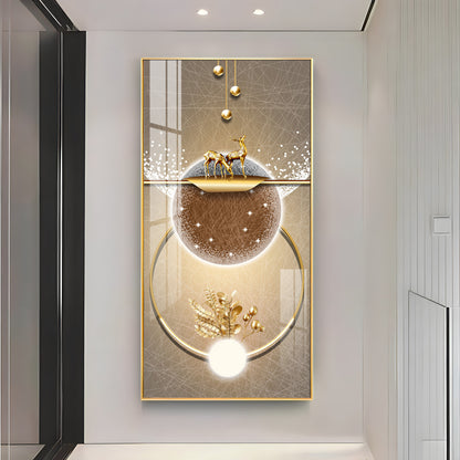 Golden Elegance Hallway Premium Acrylic Vertical Wall Art