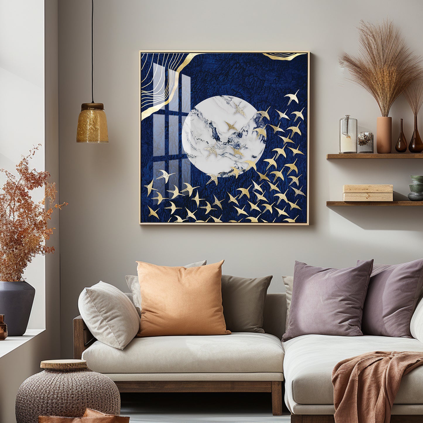 Flying Flamingo Premium Acrylic Square Wall Art