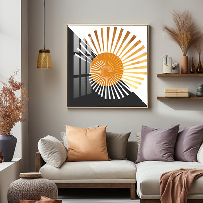 Golden Sunburst Premium Acrylic Square Wall Art