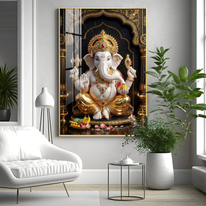 Hindu Lord Ganesh Ji Premium Acrylic Vertical Wall Art