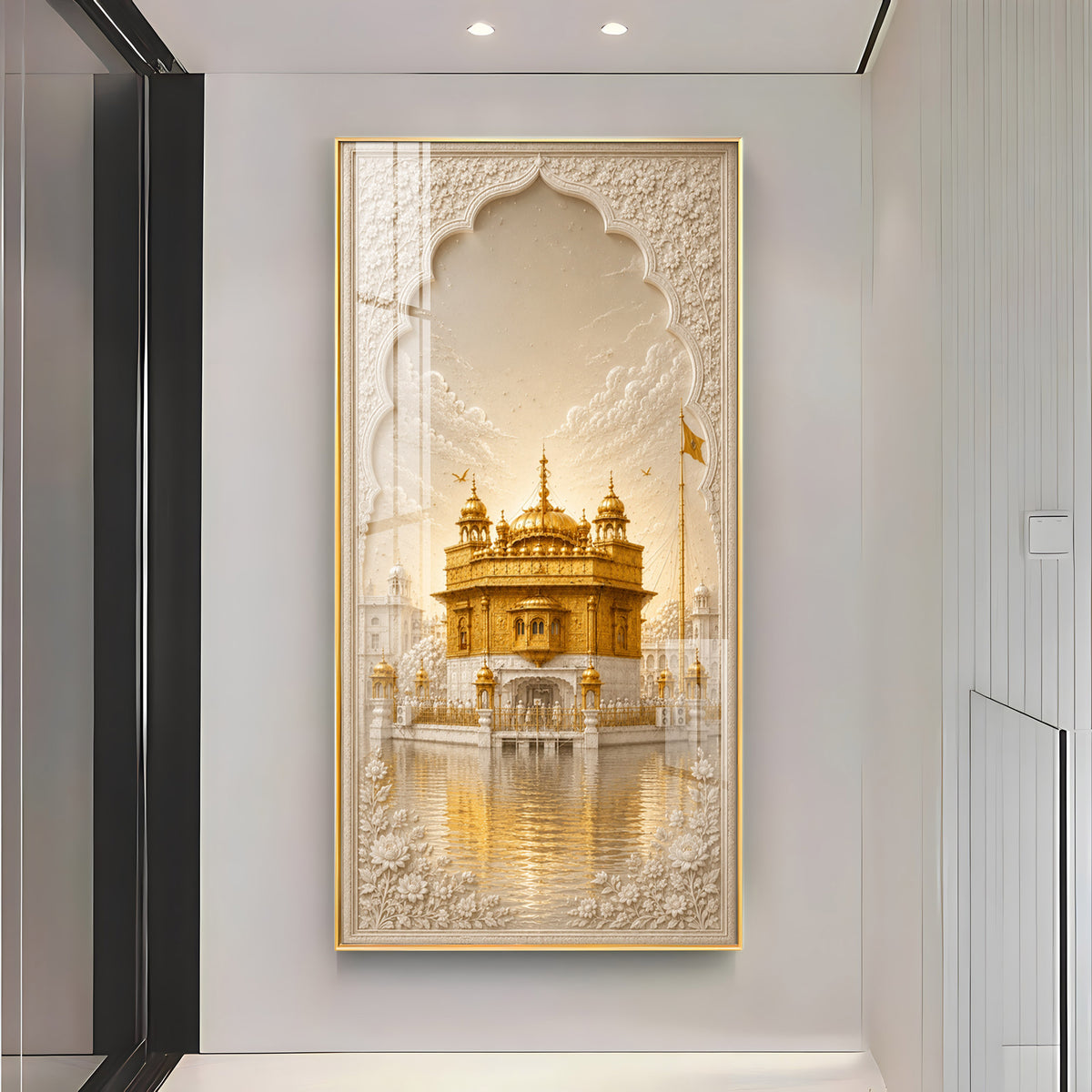 Divine Golden Temple Premium Acrylic Vertical Wall Art