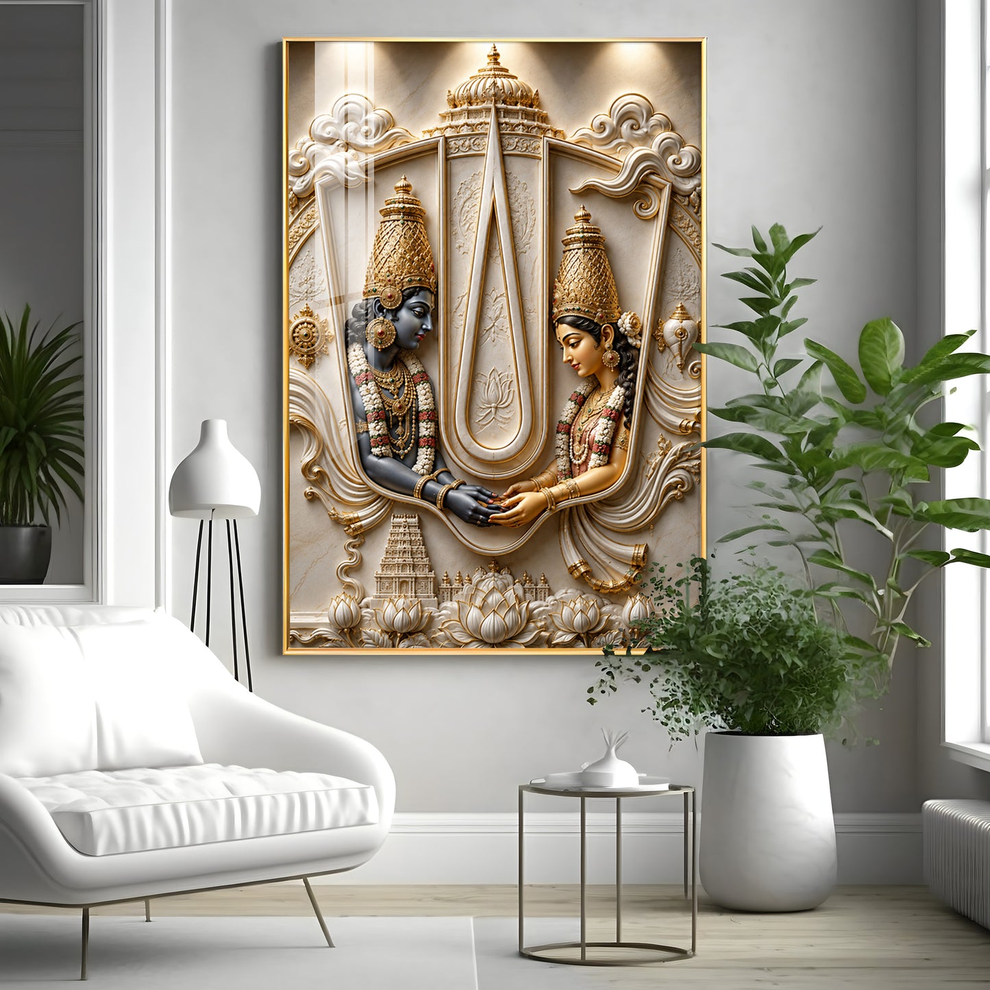Lord Vishnu Shri Lakshmi Premium Acrylic Vertical Wall Art