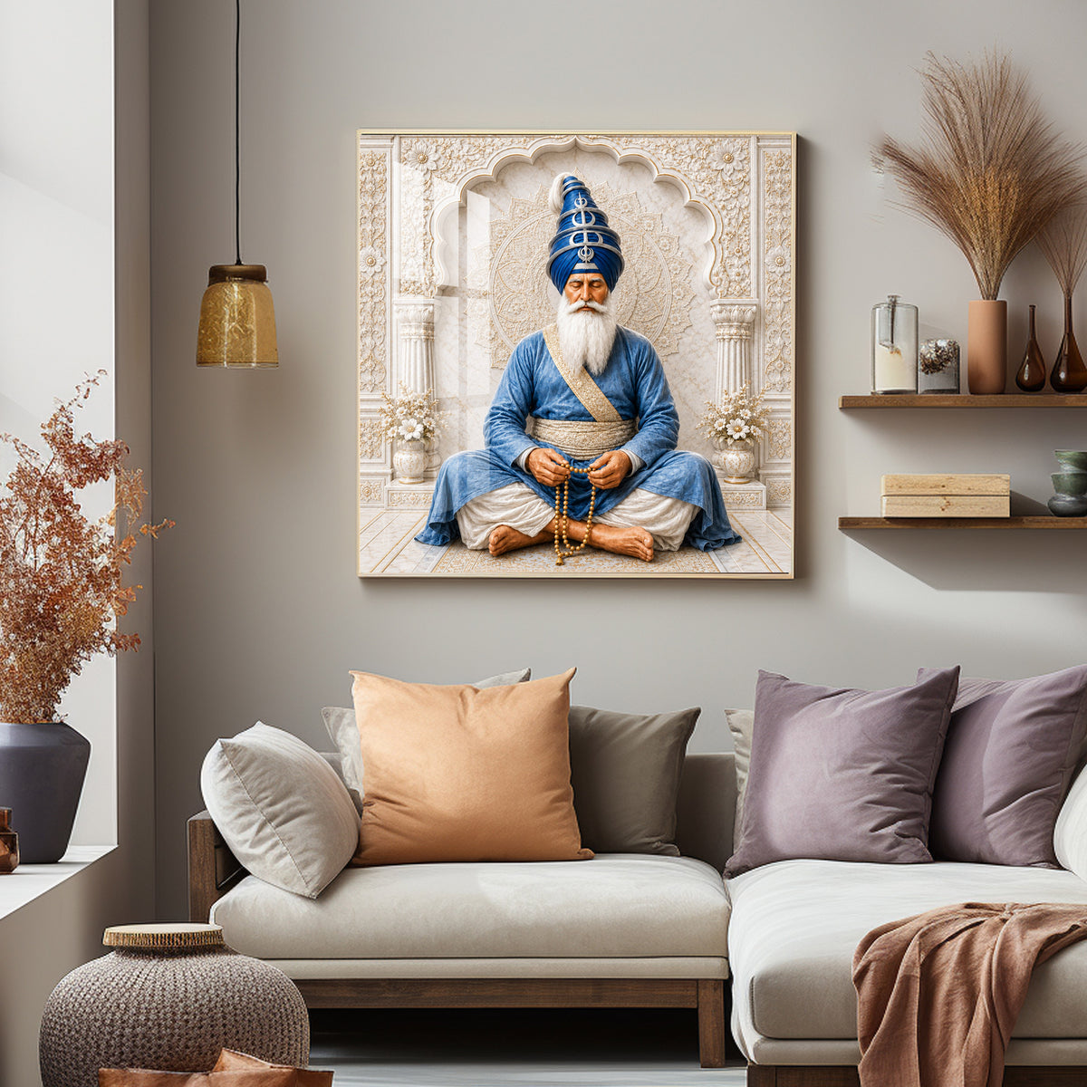 Baba Deep Singh Ji Premium Acrylic Square Wall Art