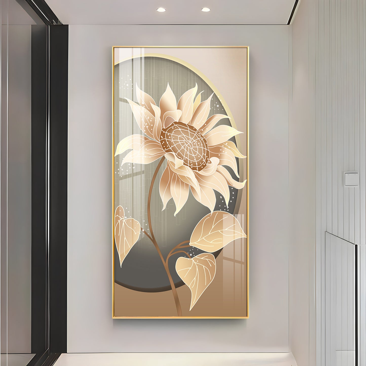 Modern Metal Sunflower Premium Acrylic Vertical Wall Art