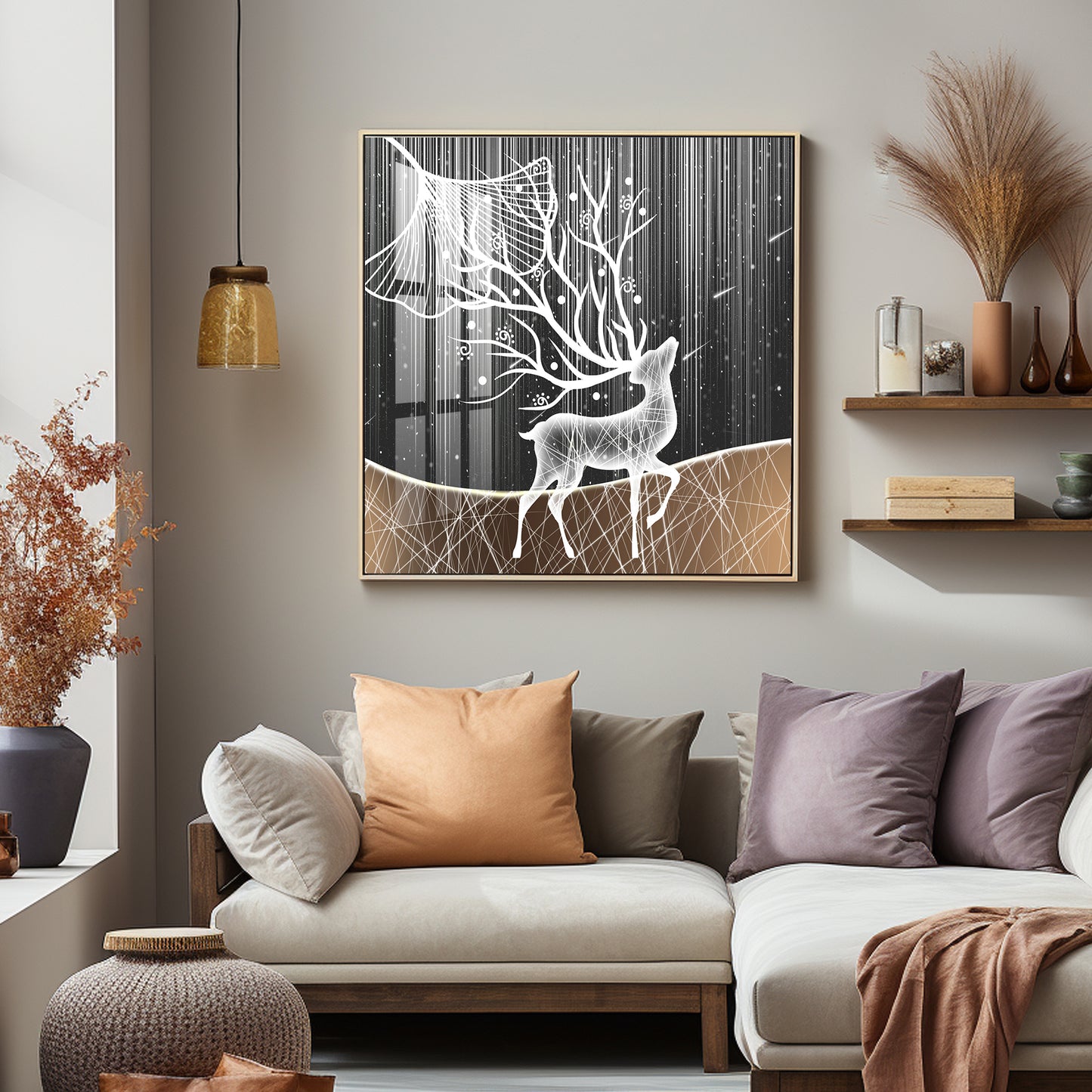 Beautiful Starry Meteor Deer Premium Acrylic Square Wall Art