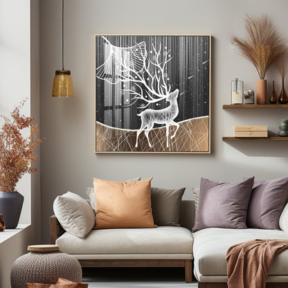 Beautiful Starry Meteor Deer Premium Acrylic Square Wall Art