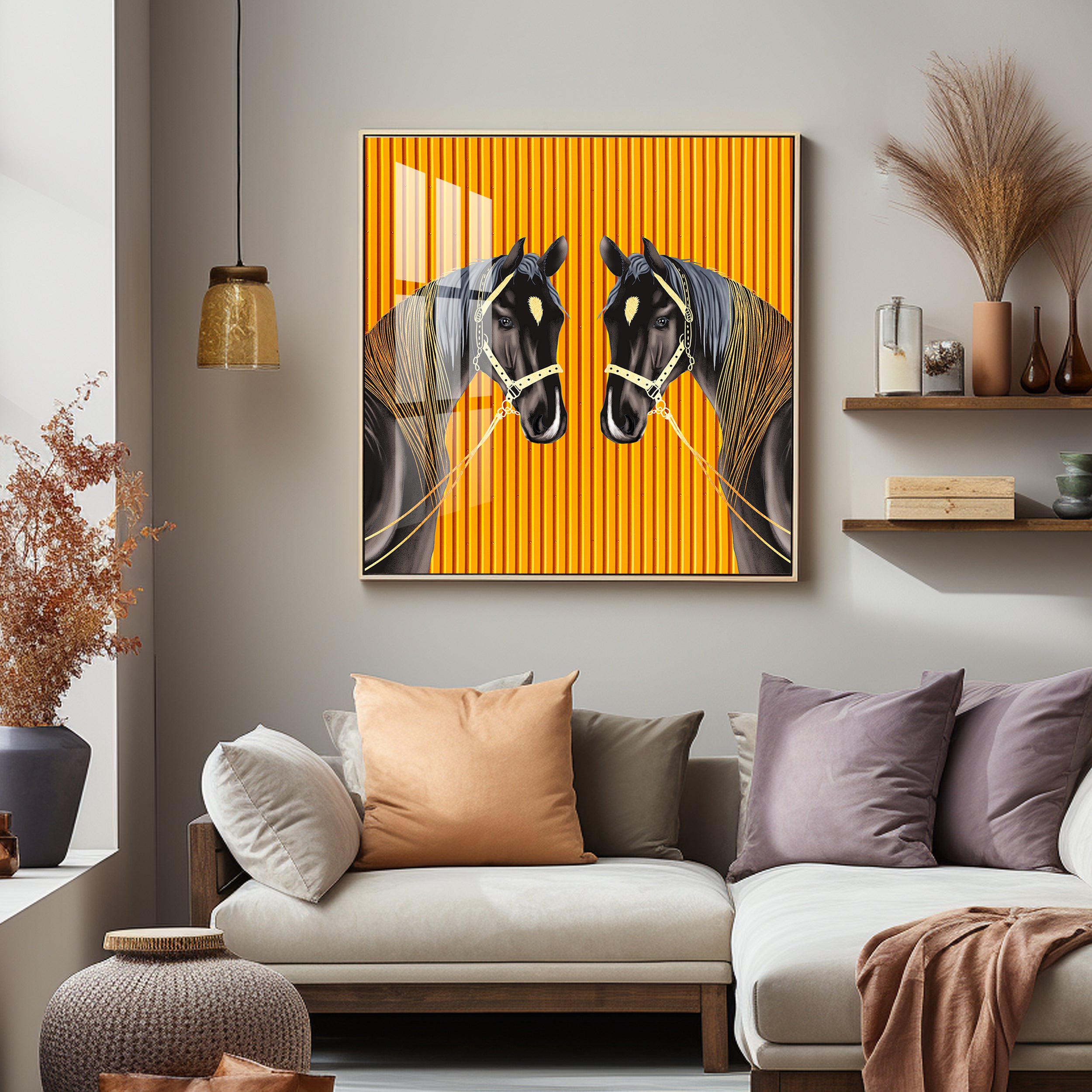 Couple Horse Premium Acrylic Square Wall Art