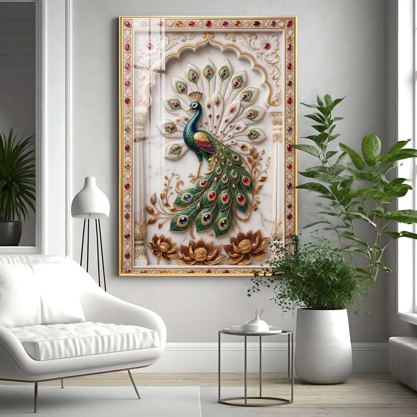 Beautiful Peacock Premium Acrylic Vertical Wall Art
